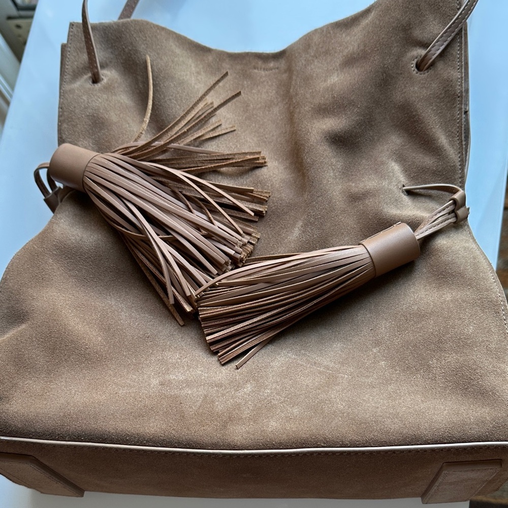 All Saints  Freedom Hobo Carmel Suede Tote Bag